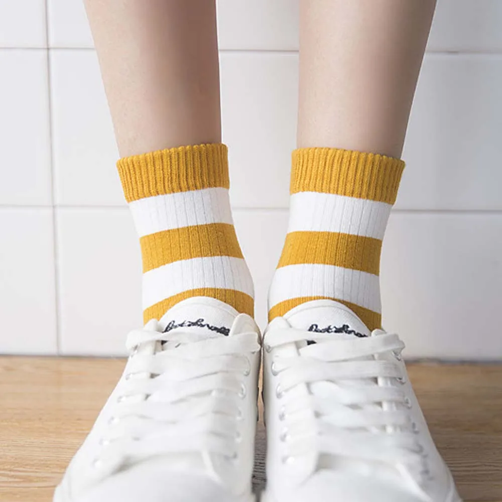 Носки женские хлопковые в полоску брендовые Смешные повседневные недорогие