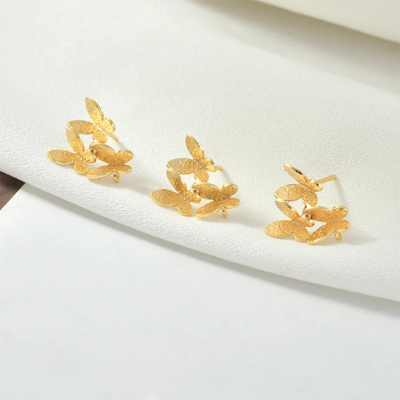 Серьги-гвоздики ручной работы с медным покрытием из настоящего золота 18 карат