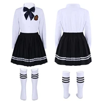 girls japanese costumes kids student school uniform outfit shirt pleated skirt with stocking for cosplay stage performance 2022