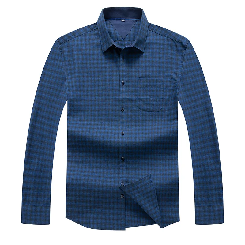 

Spring and autumn moulting Long Sleeve Shirt Men's fat plus size fat Plaid Shirt loose Korean fashion handsome