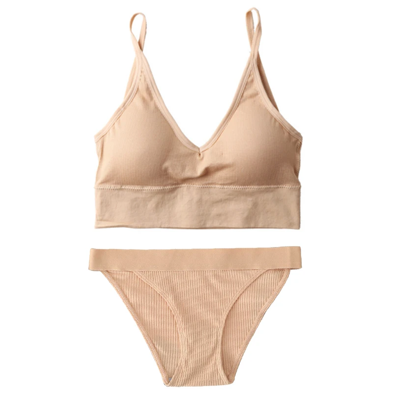 

Women Bra Panties Set Push Up Lingerie Active Bra Brief Fitness Bra Crop Top Sport Sleeveless Female Seamless Sexy Underwear Set