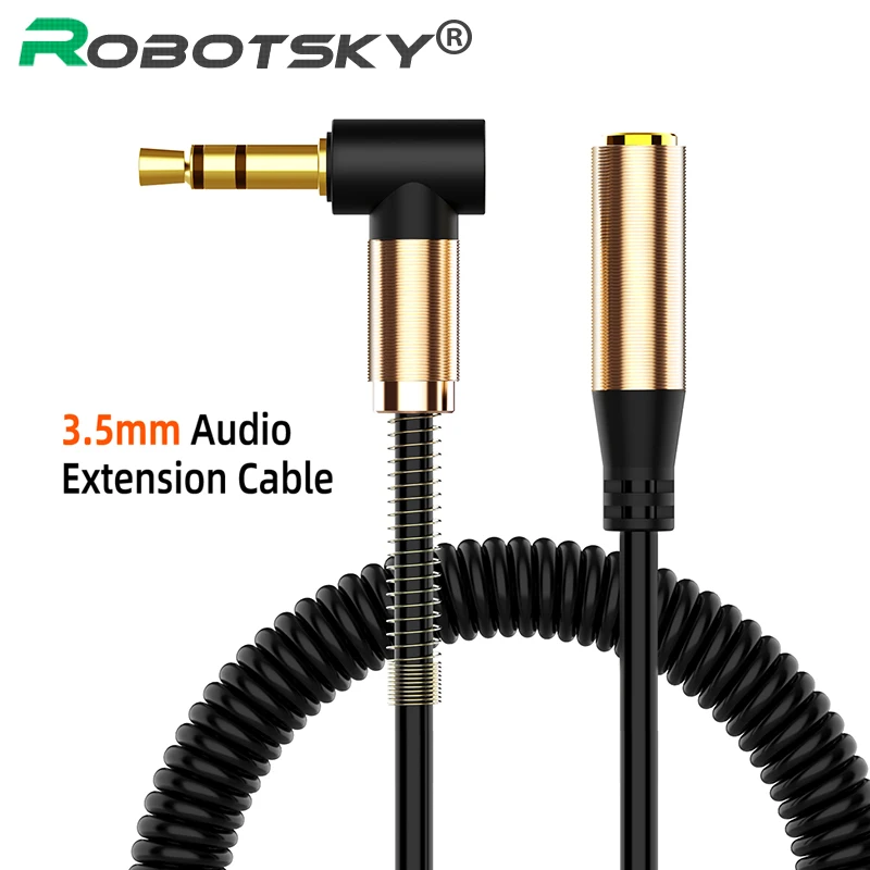 

Jack 3.5mm Extension Audio Cable 90 Degree Spring 3.5 mm Jack Aux Cable 1.5M For Headphones Car Speaker Xiaomi Huawei Samsung