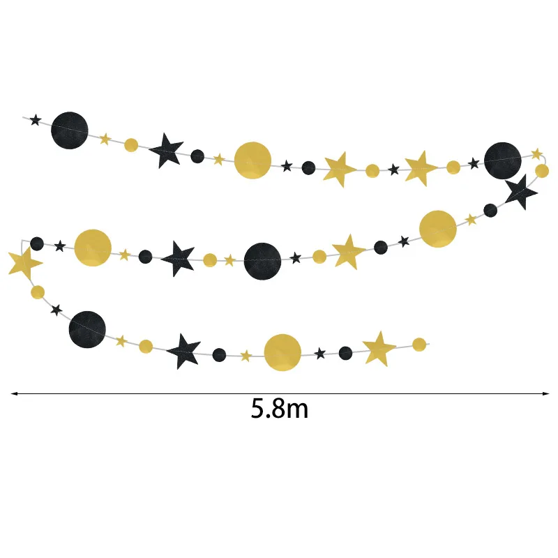 

Eid Mubarak Decoration 4M Gold Silver Star Shape Paper Garlands Dot Banner DIY Birthday Wedding Event Party Decor Supplies