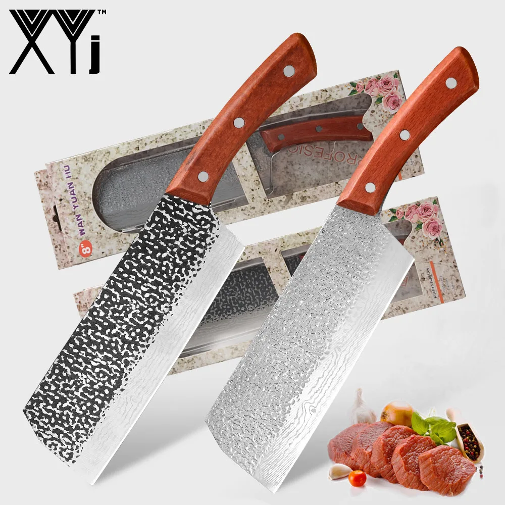 XYj 8-дюймовый измельчитель Nakiri кухонный нож кованый ручной работы полный тан