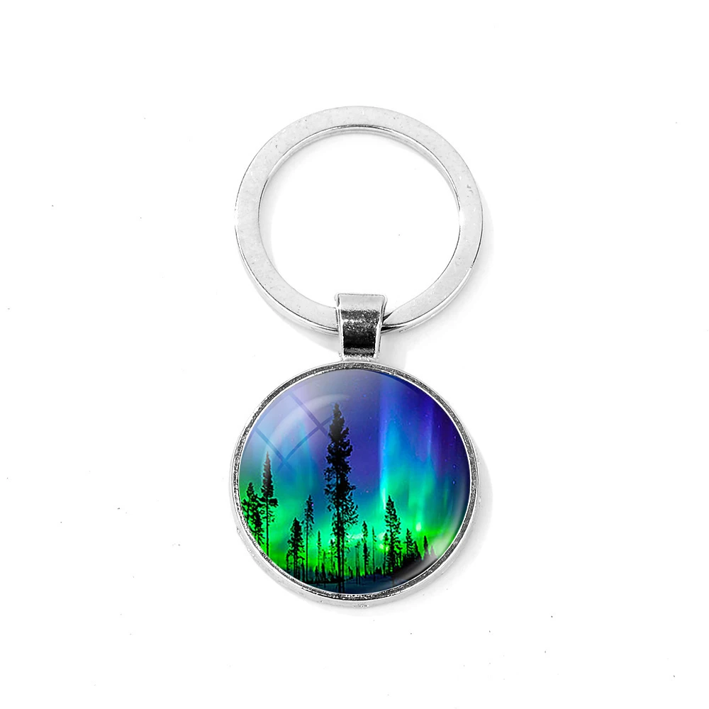 Брелок для ключей с изображением зелёного Северного света | Украшения и