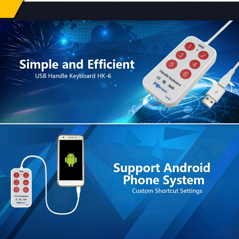 Клавиатура HK_6 с USB рукояткой клавиатура 6 ярлыками поддержка пользовательских