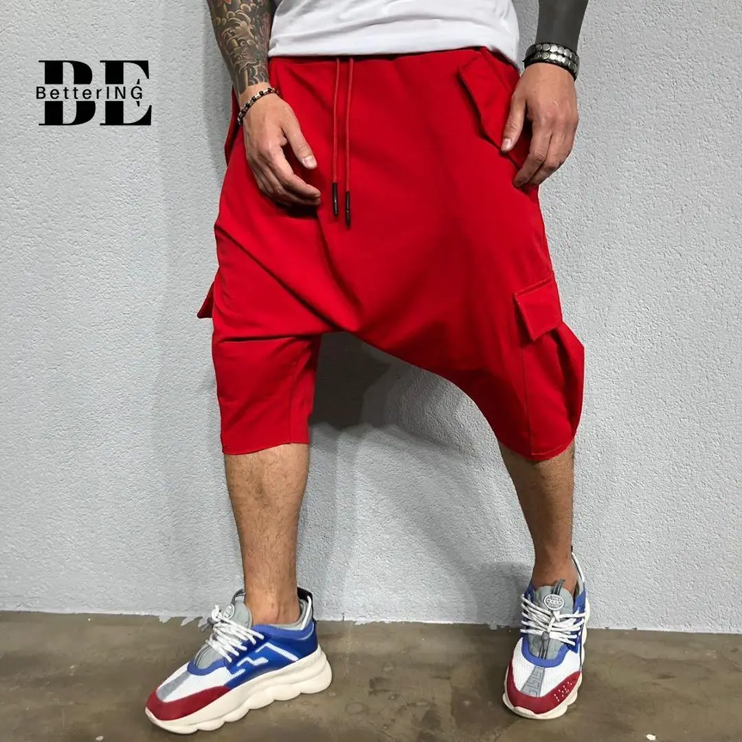 

2021 men's new hip hop fashion pants Europe and America loose solid color street men's sports casual Harlan cropped trousers