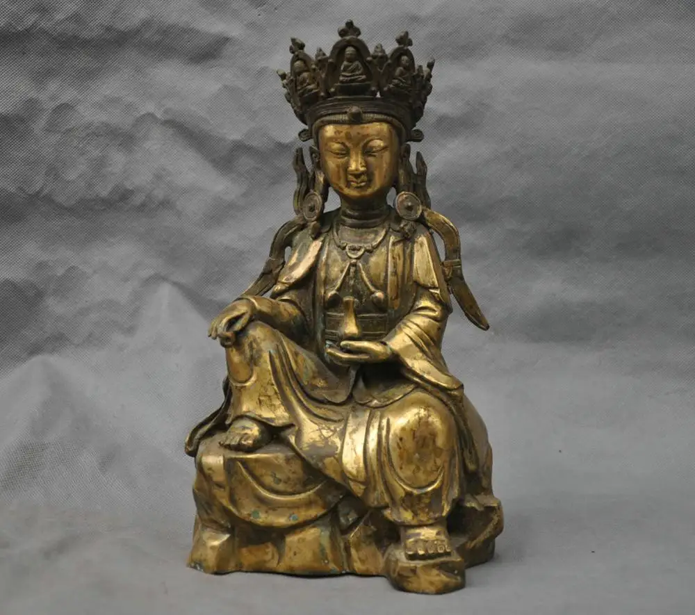 Мэй 12 ''Китай Тибет Чистая Бронза буддизм Гуаньинь Кван Инь статуя