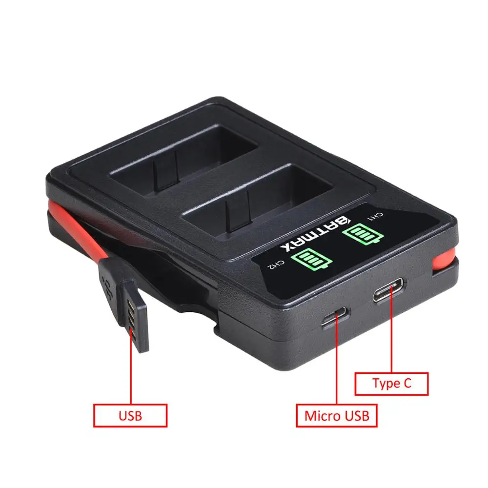 Batmax LP-E17 LP E17 LPE17 Battery+New LED Dual USB Charger with Type C Port for Canon EOS 200D M3 M6 750D 760D T6s 800D 8000D |