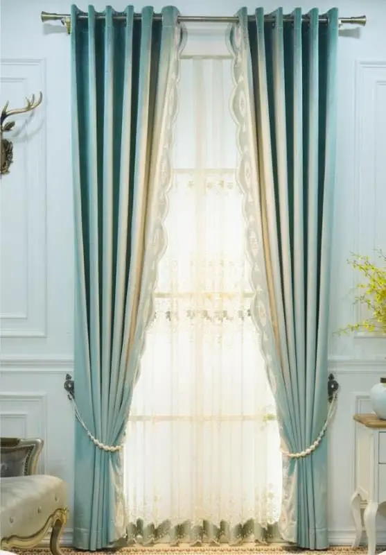 

Curtain Flannel Embroidery Stitching Fashion Bedroom Living Room Curtain Window Screen Nordic Style