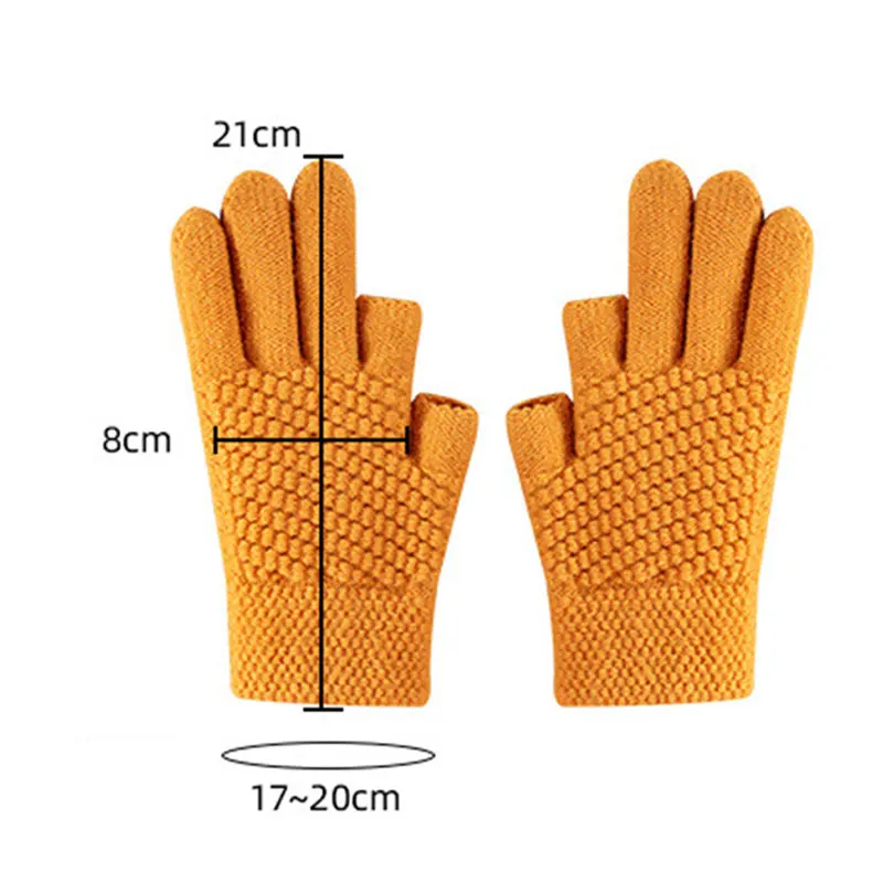 

Unisex Imitation Cashmere Half-finger Mittens Women Winter Warm Thick Knit Wool Fingerless Writing Touch Screen Driving Gloves