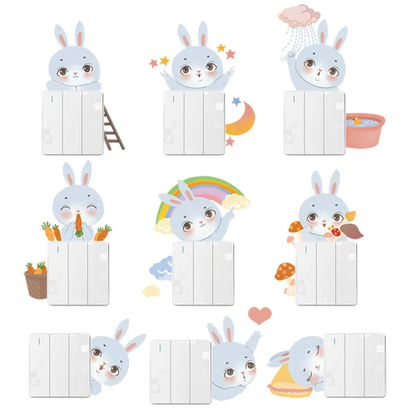 

1 Set Cute Rabbit Switch Sticker Living Room Bedroom Wall Sticker Warm Creative Small Fresh Decoration PVC Stickers