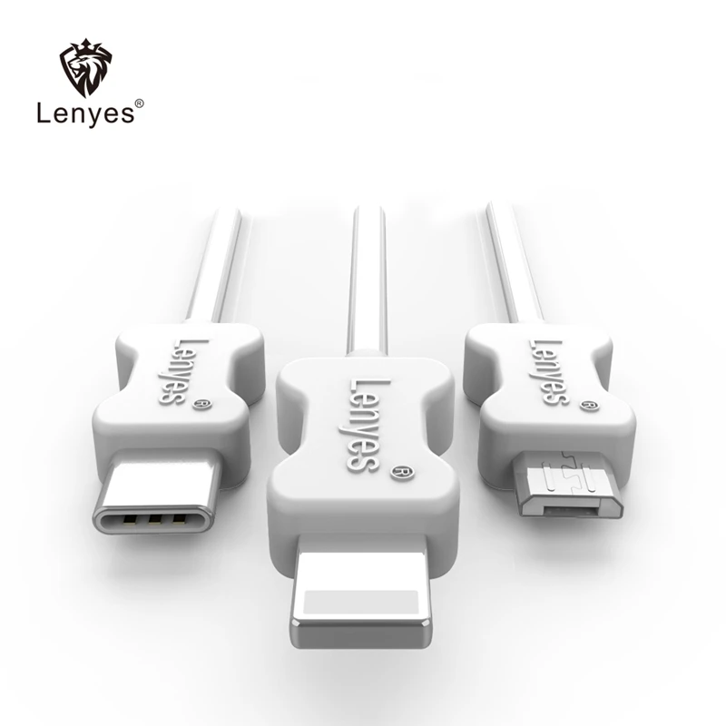 Lenyes ПВХ зарядный кабель 100 см 1.5A type C IOS USB Micro V8 для samsung S8 S9 S10 Note 10 Кабели мобильных