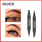 Подводка для глаз EELHOE, жидкий карандаш для макияжа, водостойкие черные двухсторонние штампы для макияжа, суперстойкая фотография