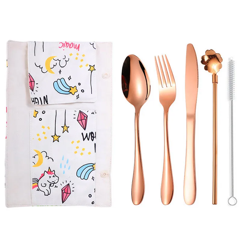 XN rosegold Столовые приборы, набор посуды, 304 нержавеющая сталь, Западная Посуда, Золотая кухонная ложка, нож и вилка, набор столовых приборов для путешествий на открытом воздухе - Цвет: XN rosegold
