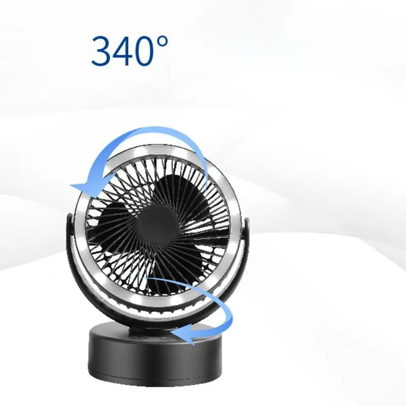 

USB Rechargeable 7200mAh Desk Tent Camping Fan with LED Lantern USB Charger N0HC