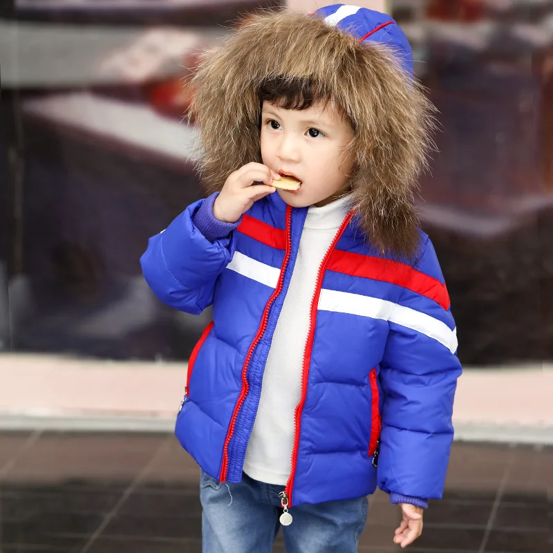 Синий Olekid/Коллекция года, зимний пуховик для маленьких девочек теплое пальто на утином пуху для маленьких девочек верхняя одежда для маленьких мальчиков детские парки - Цвет: Синий