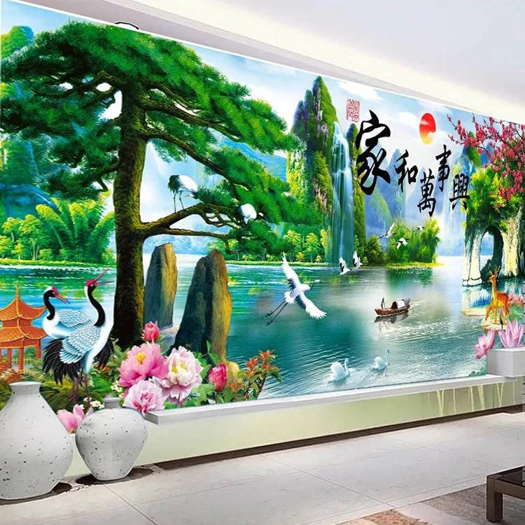 

Painters and Wanshixing cross stitch water makes money landscape living room brick and stone painting full of diamond point