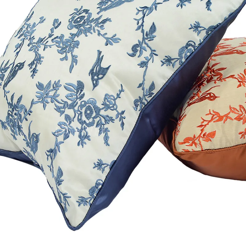 Синие цветочные подушки Ретро наволочка с вышивкой 45x45 50x50 Декоративная для