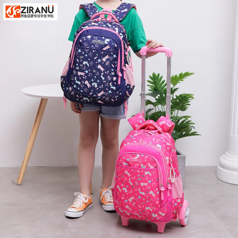 

Student School bag Rolling Backpack kids Trolley bag for girl school backpack wheeled bag child waterproof backpack wheels