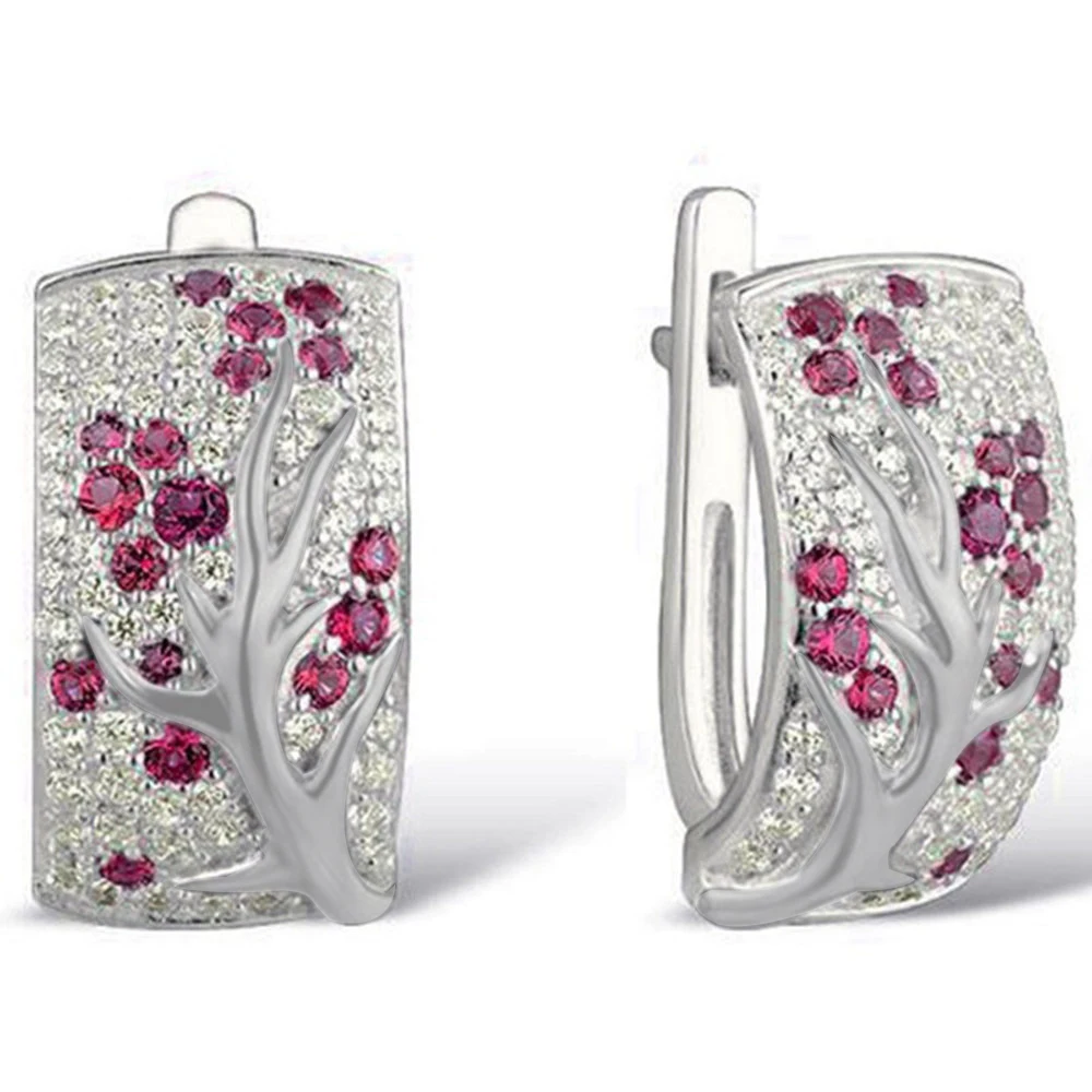 Женские серьги с цветком ветки сливы из стерлингового серебра 925 пробы