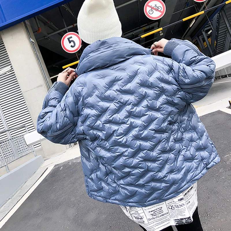 Новинка 2021 черная/синяя зимняя пуховая хлопковая куртка женское плотное зимнее