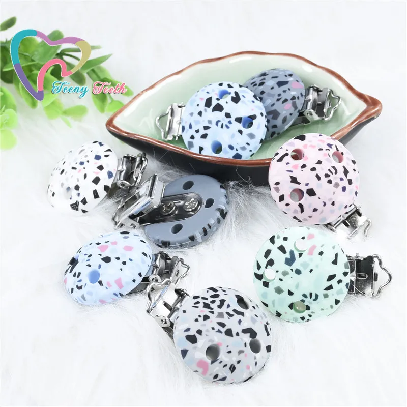 1 шт. терраццо круглая форма соски клип силиконовые бусины Детские Прорезыватели