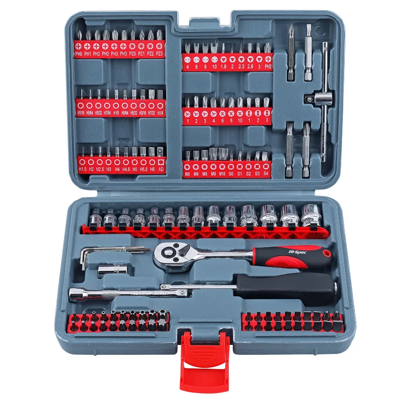 126pcs 1/4 auto repair tool set multi-function bit screwdriver set sleeve ratchet wrench combination tool