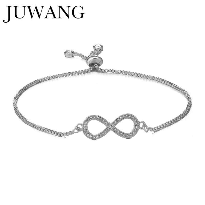 Браслеты из страз JUWANG регулируемый бесконечный шарм браслет для женщин розовое