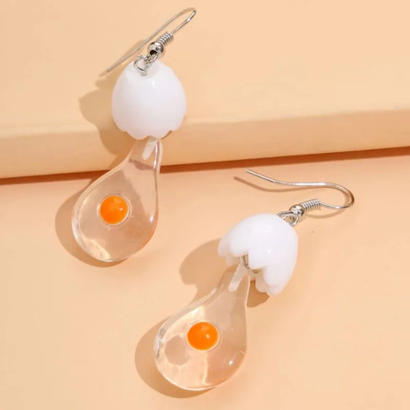 

2021 New Unusual Egg Resin Earrings for Women Alternative Fashion Funny Geometry Pendants Earring Beautiful Creative Fun Jewelry