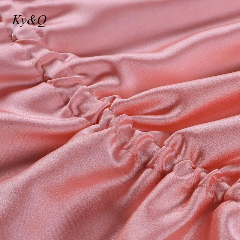 

2021 Sexy Y2K Satin Ruffles Tank Tops Women Backless Skinny Camisole Korean Harajuku 90S Sleeveless Ruched Slim Folds Crop Shirt