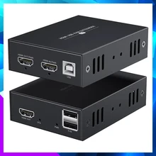 New HDMI-compatible USB KVM Extender Over Cat5e/6 Ethernet Cable 50m 1080P@60Hz USB kvm extender Support usb Mouse and keyboard