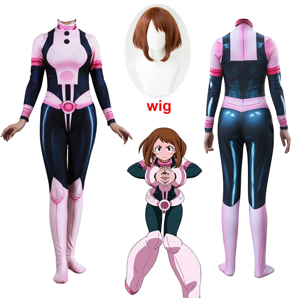 

Аниме Моя геройская Академия Asui Tsuyu Косплей костюмы комбинезон OCHACO URARAKA Хэллоуин маскарадный бальный костюм комбинезон для женщин и девочек