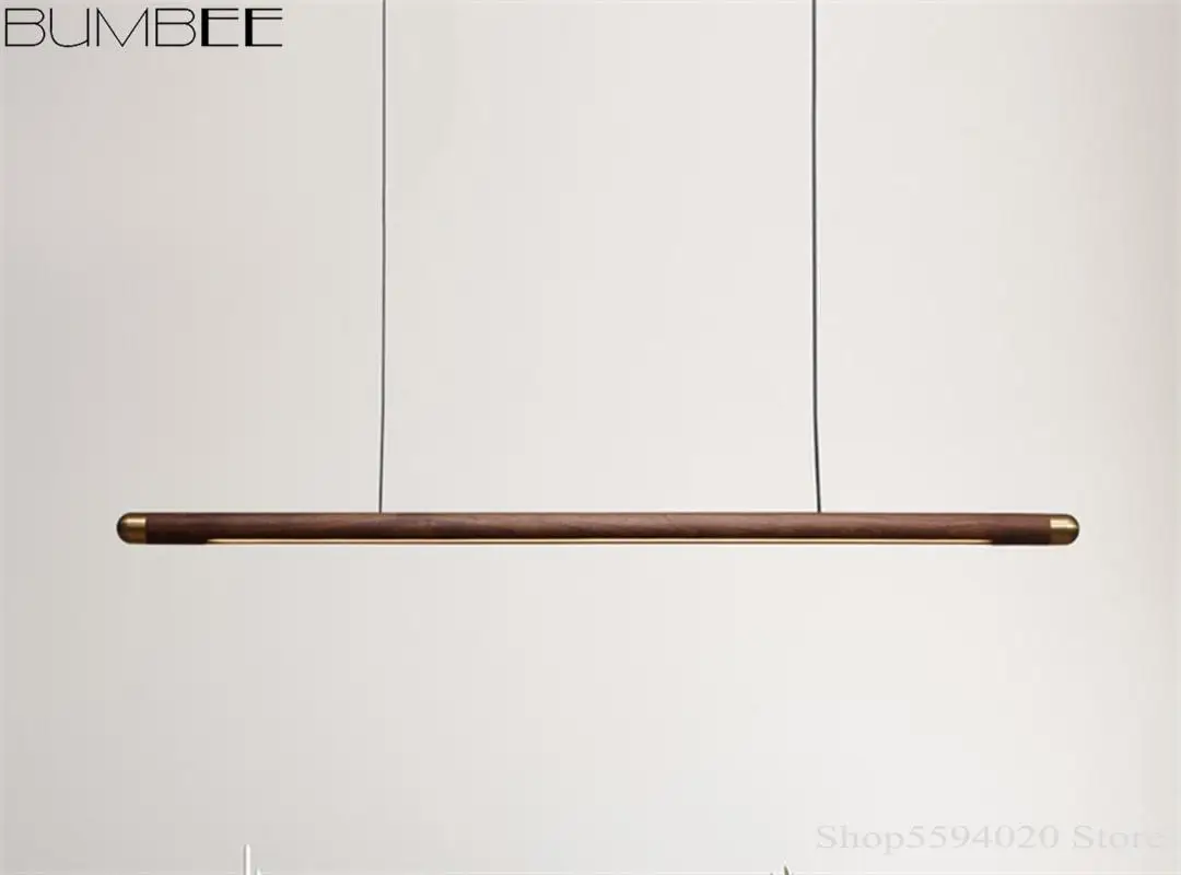 Скандинавские деревянные длинные подвесные светильники дизайнерские кухонные