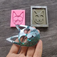 1pc diy super glossy self defense cat keychain pendant casting silicone mould clay crafts making crystal epoxy resin mold