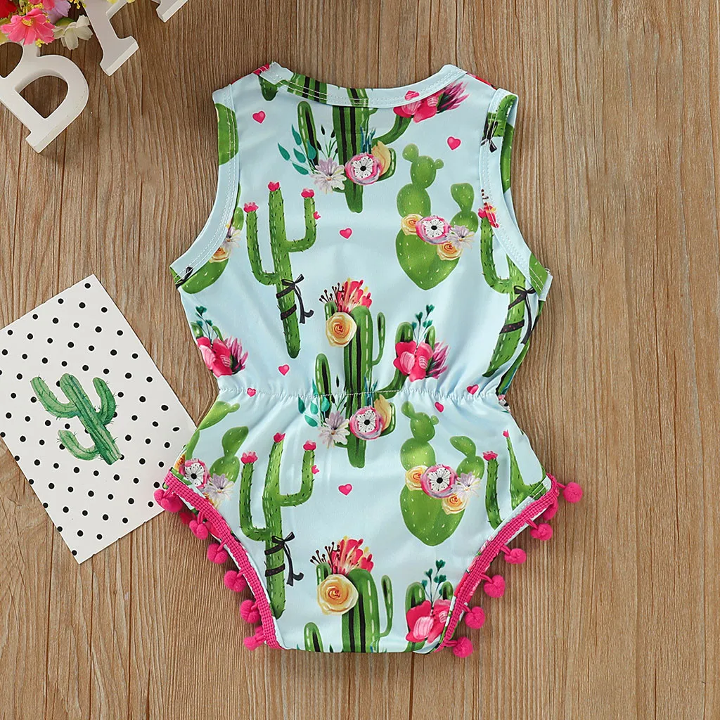 

Infant Baby Girls Cartoon Print Rompers Summer Sleeveless O-neck Jumpsuits Clothes Toddler Kids Fringed Bodysuit Clothing#e1