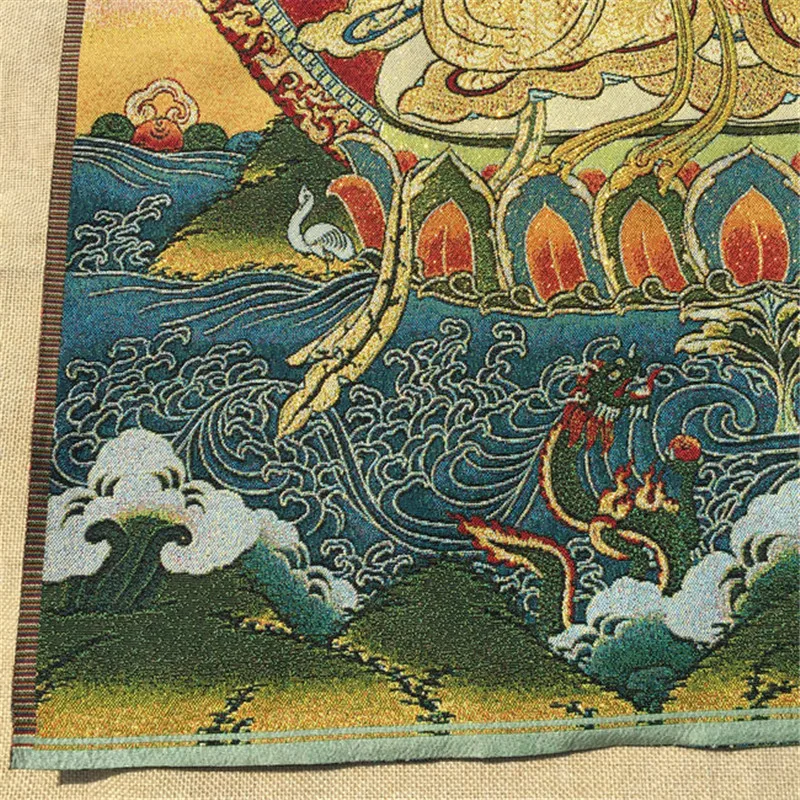 Тибетский Будда шелковой вышивкой Непала с золотыми шелковыми старый портрет в