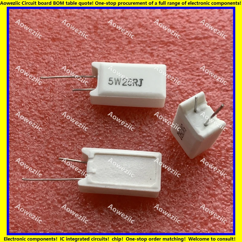 10 шт. вертикальное сопротивление цемента 5W25ohm 5W25R 25RJ 5W25RJ 5w25ом керамическое
