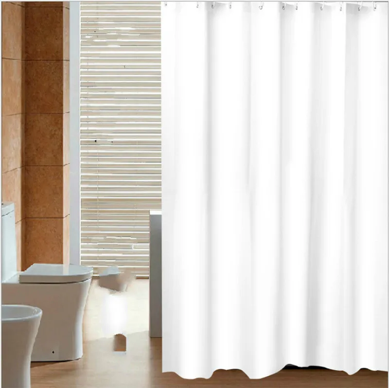 

2020 Waterproof Solid PEVA Shower Curtain White Simple Bathroom Curtains Water Proof Bath Curtain for Home/hotel with Rings