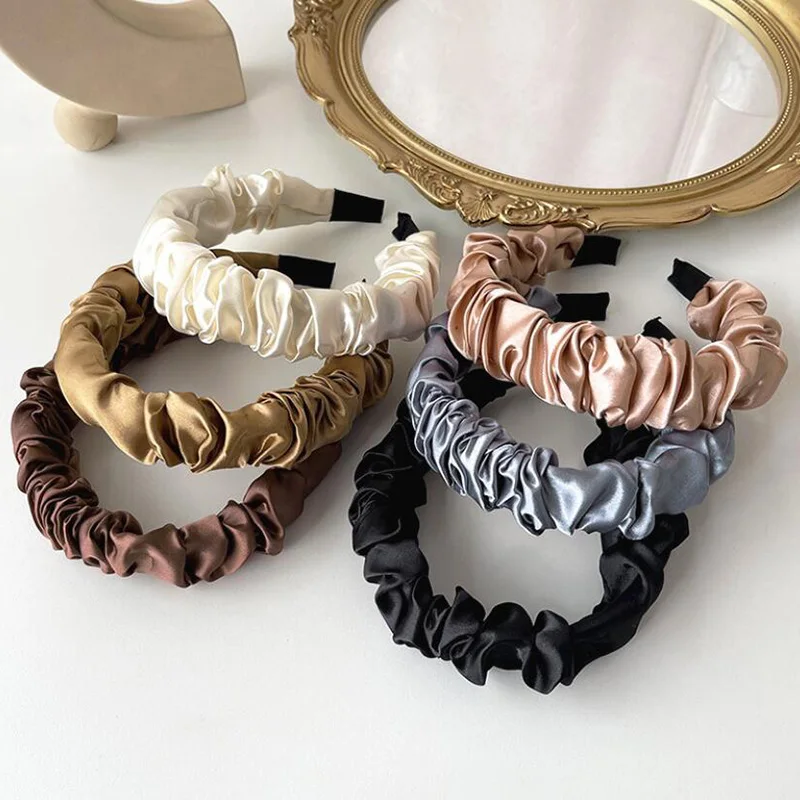 

Solid Color Headband Wrinkle Elastic Hairband Bezel Turban Women Jewelry Girls Hair Accessories Head Hoops Hair Bands