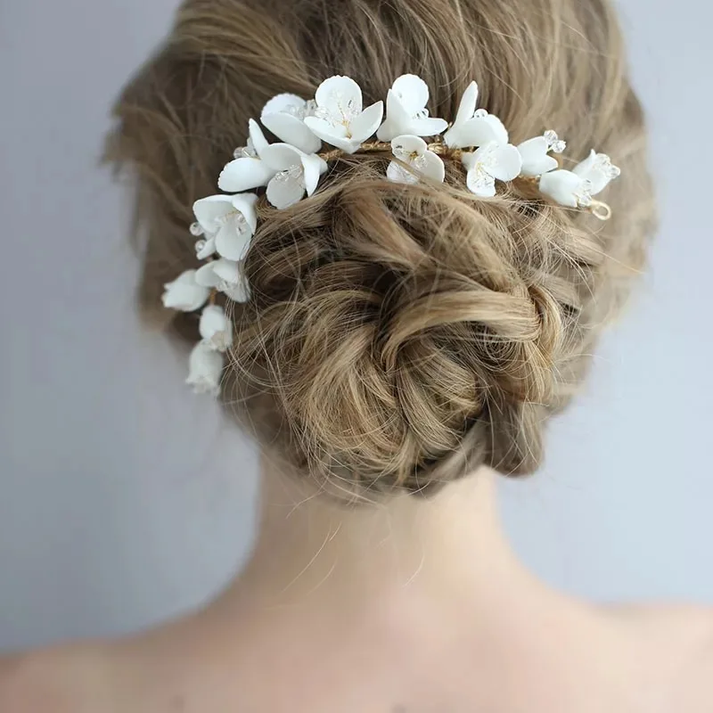 Роскошный жемчуг лба свадебный головной убор Корона Boho Свадебное украшение для волос с зажимы свадебное украшение вечерние для выпускного на волосы ювелирные изделия для невесты, украшения