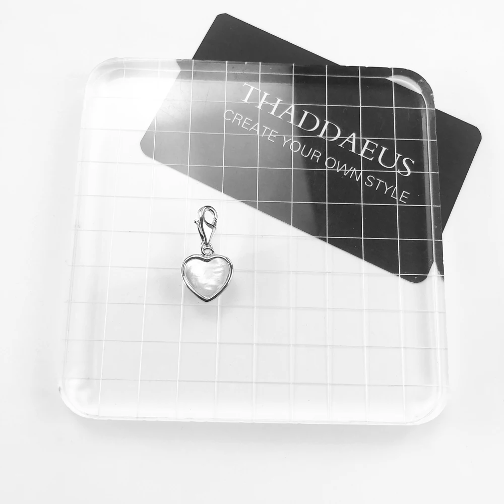 Женский классический браслет с подвеской Сердце жемчуга из серебра 925 пробы