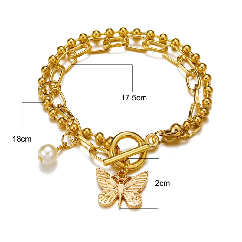 

Bohemian Chains Butterfly Bracelets Elegant Cuff Bangle For Women Gold Color Chain Bracelet Sets Vintage Boho Jewelry Gifts 2022