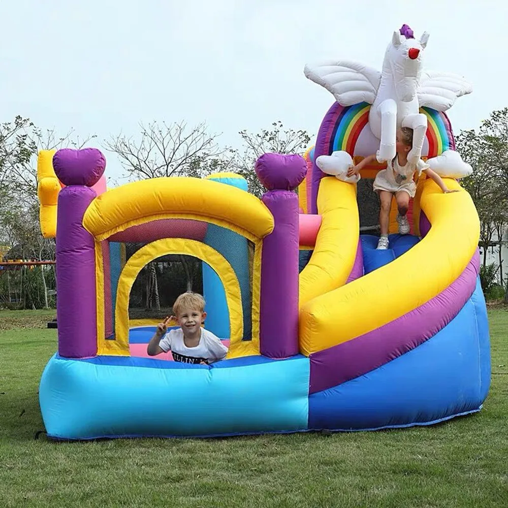 

Free Shipping Inflatable Bounce House with Blower Dry / Water Slide Backyard Water Park Splash Pool Jumping Castle for Outdoor