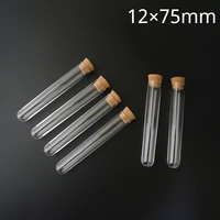 50pcs100pcs200pcs 12x75mm lab test tube with cork stoppers transparent plastic test tube laboratory school
