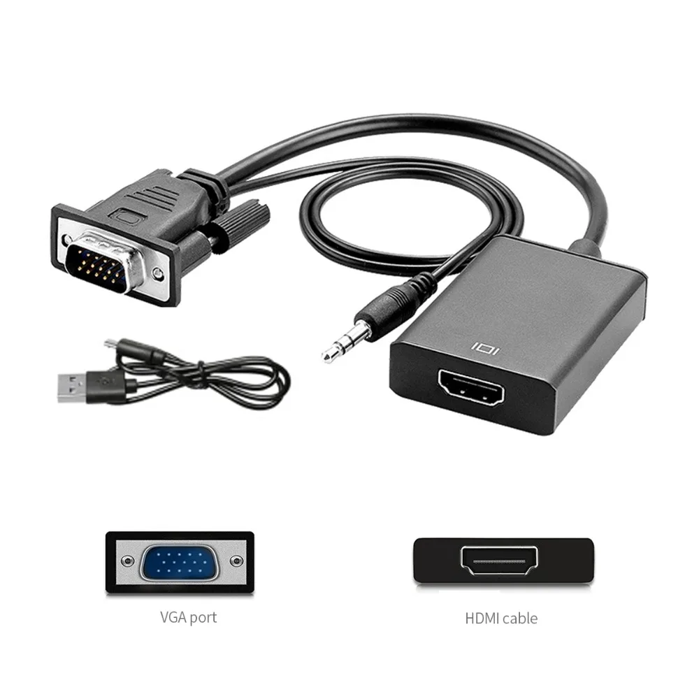 Переходник VGA-HDMI VGA папа-HDMI Мама дополнительный USB-аудиокабель для компьютера