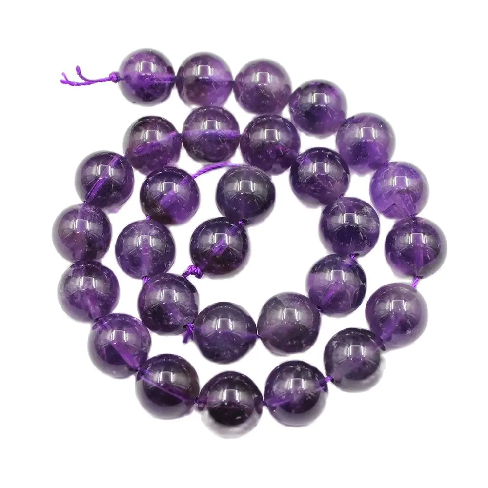 

Натуральный камень APDGG, 12 мм, гладкие круглые фиолетовые Аметистовые бусины россыпью, 15,5 дюйма, нити для ожерелья, браслета, изготовления юве...