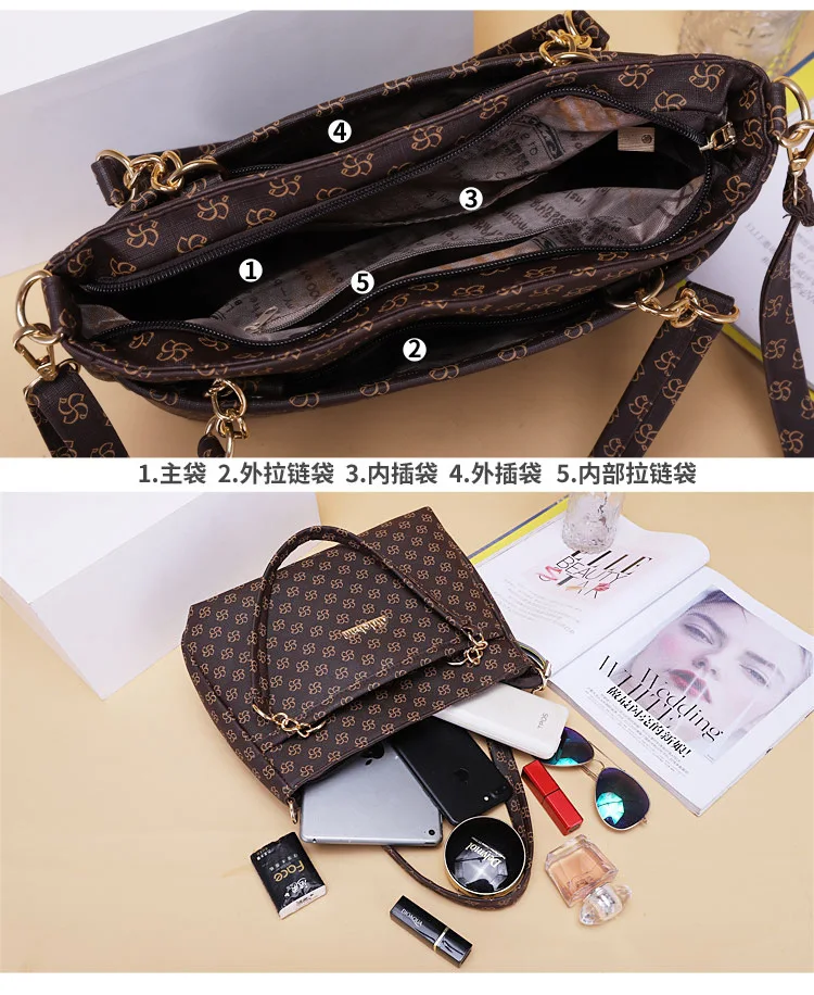 

IOU genuine women's handbags women's handbags 2020 new printing fashion large-capacity one-shoulder messenger bags