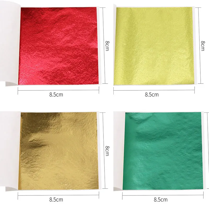100pcs/10clolors Art Crafts Imitation Gold Sliver Copper Foil - Gilding Metal Leaf Leaves Sheets DIY Decor Design Paper купить по