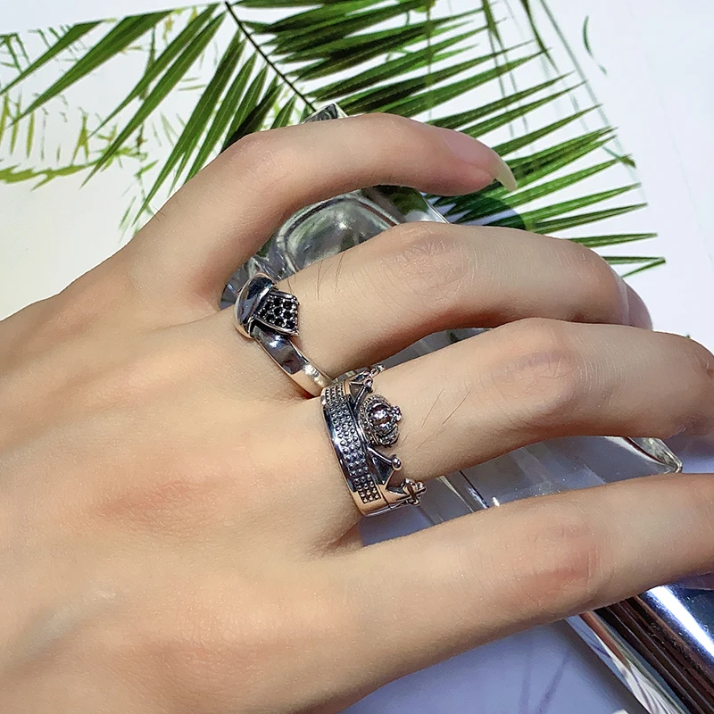 

Kinel 100% Genuine 925 Sterling Silver Bow Ring CZ Irregular Finger Rings for Women Authentic Silver Vintage Jewelry